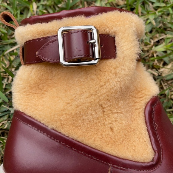 F-Troupe Pull-on 👟 Chestnut Sneaker/Bootie 👢 w/ White Sole & Faux Shearling - Picture 7 of 13